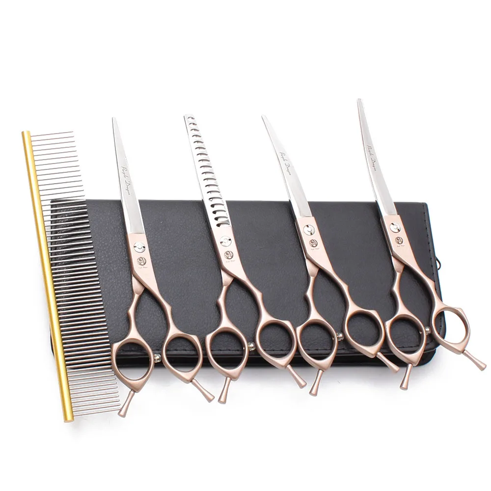 Dog Grooming Scissors 6.5" 7" 440C Straight Scissors Thinning Shears Curved Shears Animal Professional Pet Z3009 dog grooming scissors