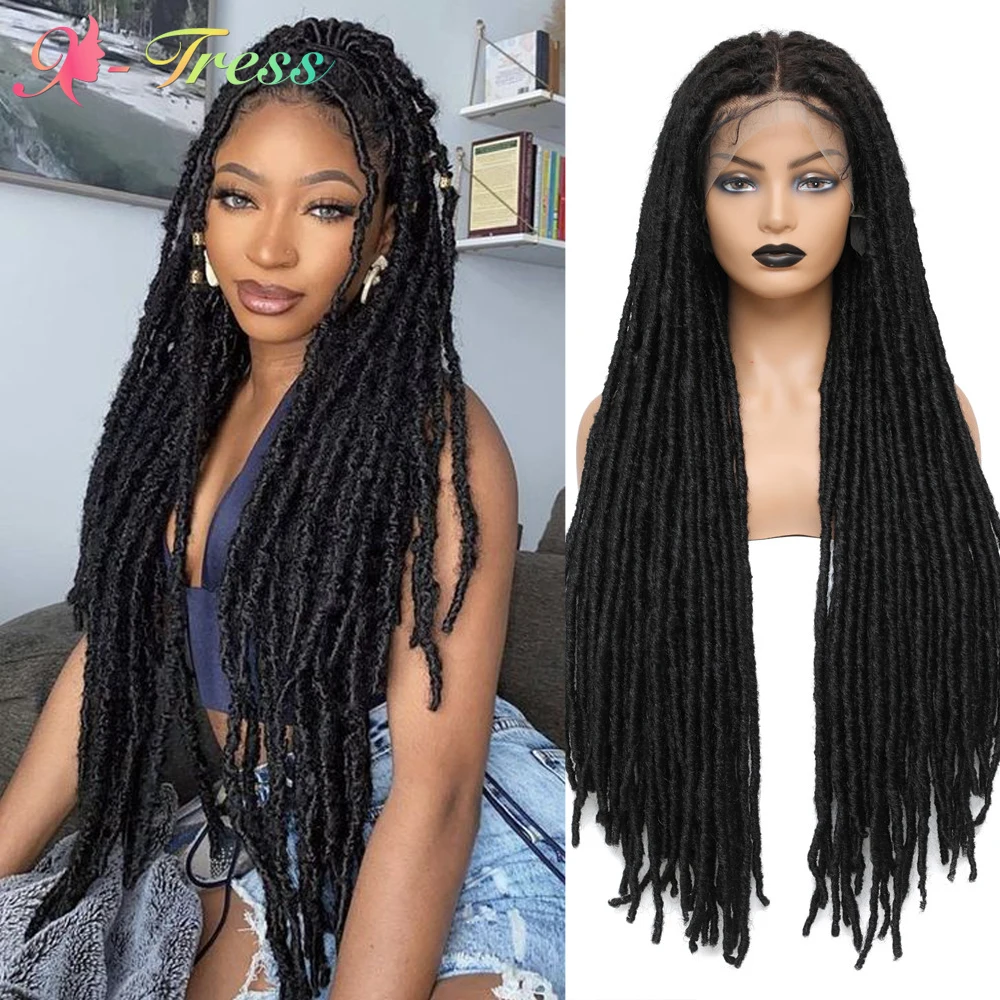 Lace Frontal Synthetic Braided Wigs For Women 32in Ombre Brown