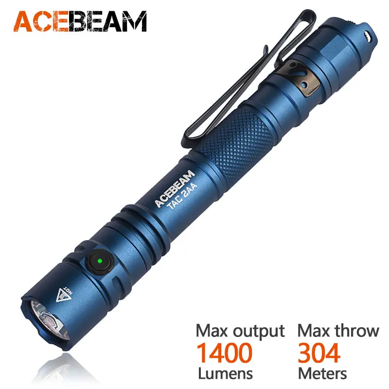 ACEBEAM 充電式トーチ TAC 2AA ワイド電圧 (1.2-4.8V) LED 懐中電灯