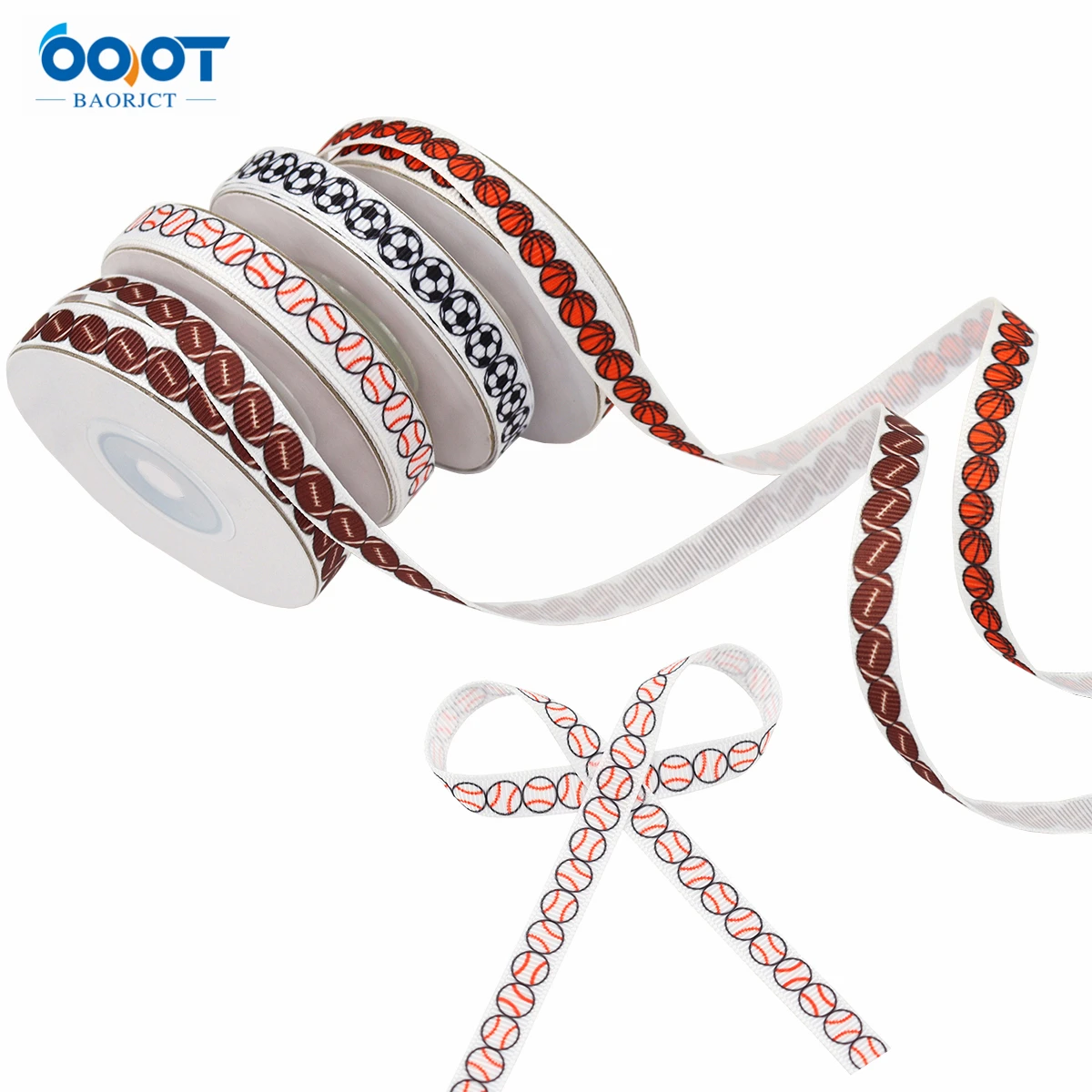 Sports Geometric Basketball And Football Ribbons,10MM 10Yards Bow Cap Accessories Party Gift Wrap DIY Handmade Materials