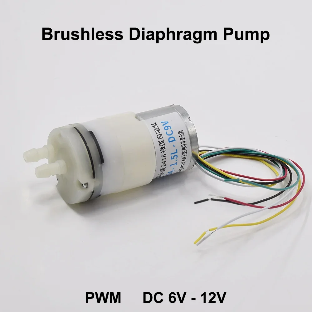 DC 6V 9V 12V Micro 2418 Brushless Motor Water Pump Diaphragm Liquid Dosing Metering Self Priming Pump PWM Control Sampling