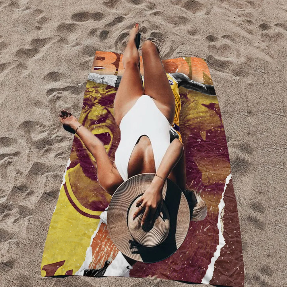 POP Basketball Player L-LeBron- James Basketball Microfiber Beach Towel Absorbent Quick dry Soft Yoga Swimming Resort Towel 3