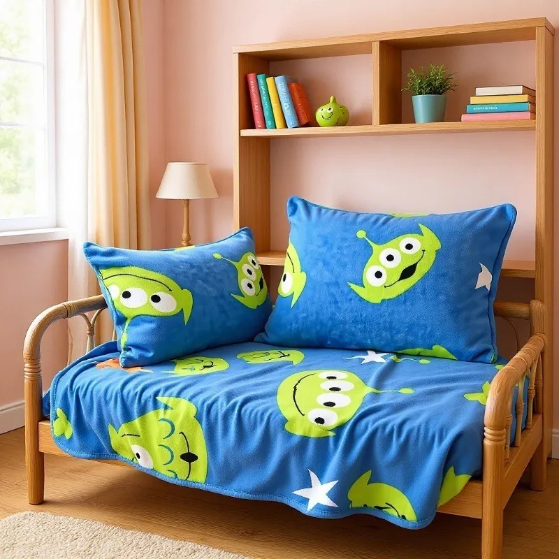 Disney Toy Story  Alien Warm Blanket Soft Cartoon Print Pattern Flannel Blanket Sofa Bedroom Blanket Bedspread Leg Blanket Nap