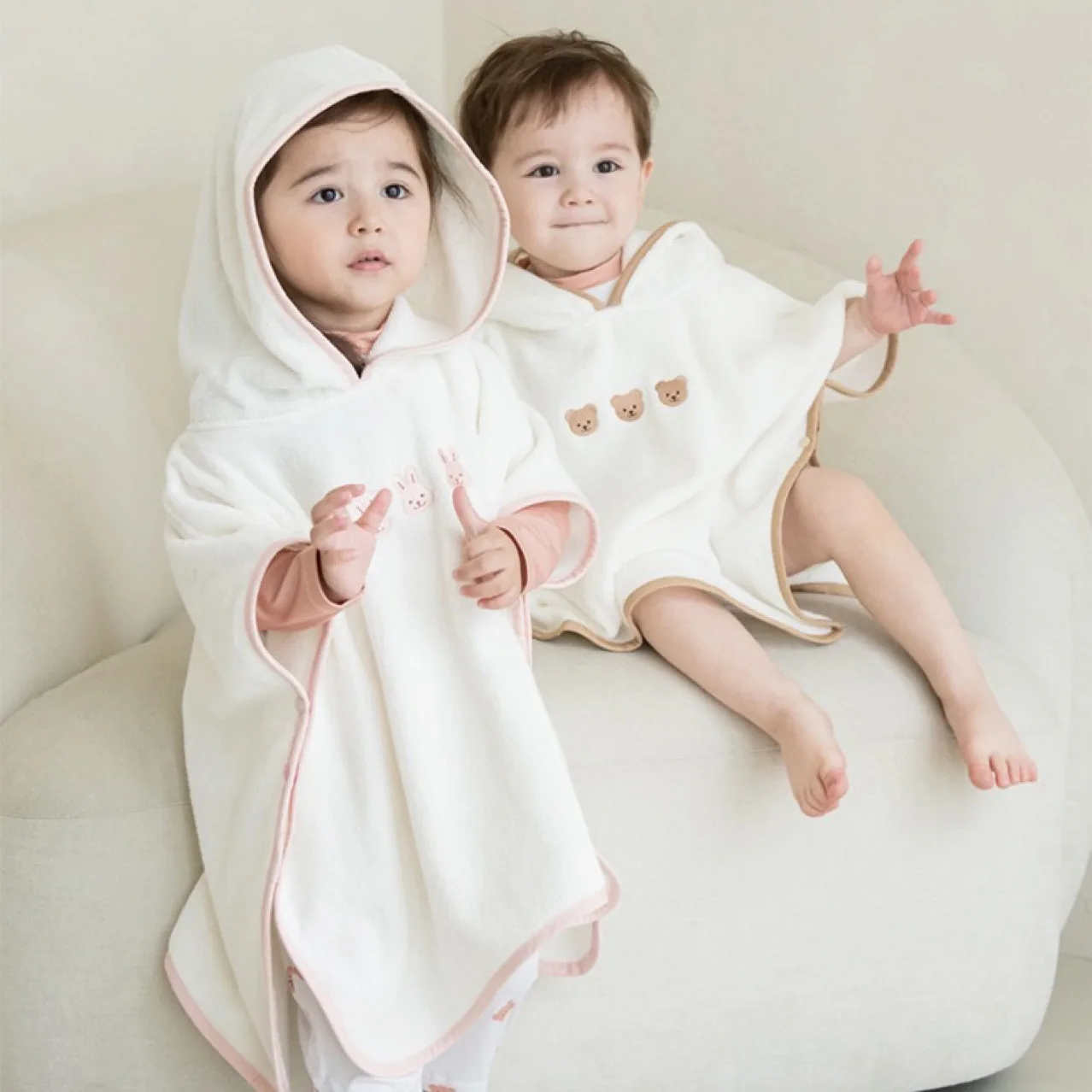 Korean Instagram Children's Bath Towel Baby Absorbent Quick Drying Beach Towel Boys Girls Pure Cotton Cape with Hat Bathrobe