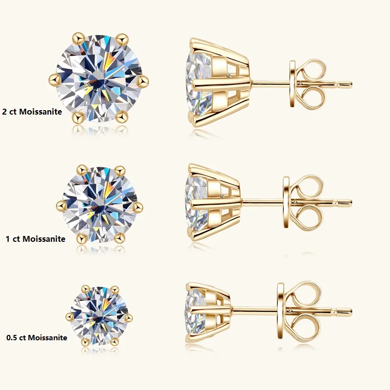 

Apaison 0.5/1/2 ct Moissanite Stud Earrings 100% 925 Sterling Silver Earrings For Women Gold Plated Fine Jewelry Girl Gift