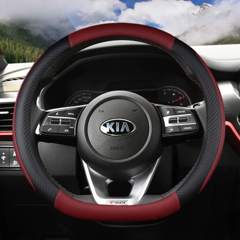 Pu leder d form auto lenkrad abdeckung für kia k5 2021 ceed gt stonic gehen sportage 2021 2020 2019 2018 2017 gt sport