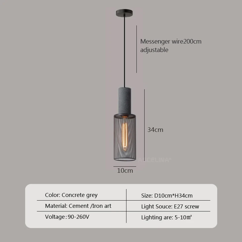 Retro LED Pendant Light Industrial 1/3/4Head Cement Decor Living Room Hanging Illuminations For Bedroom Bar Dining Room Fixtures
