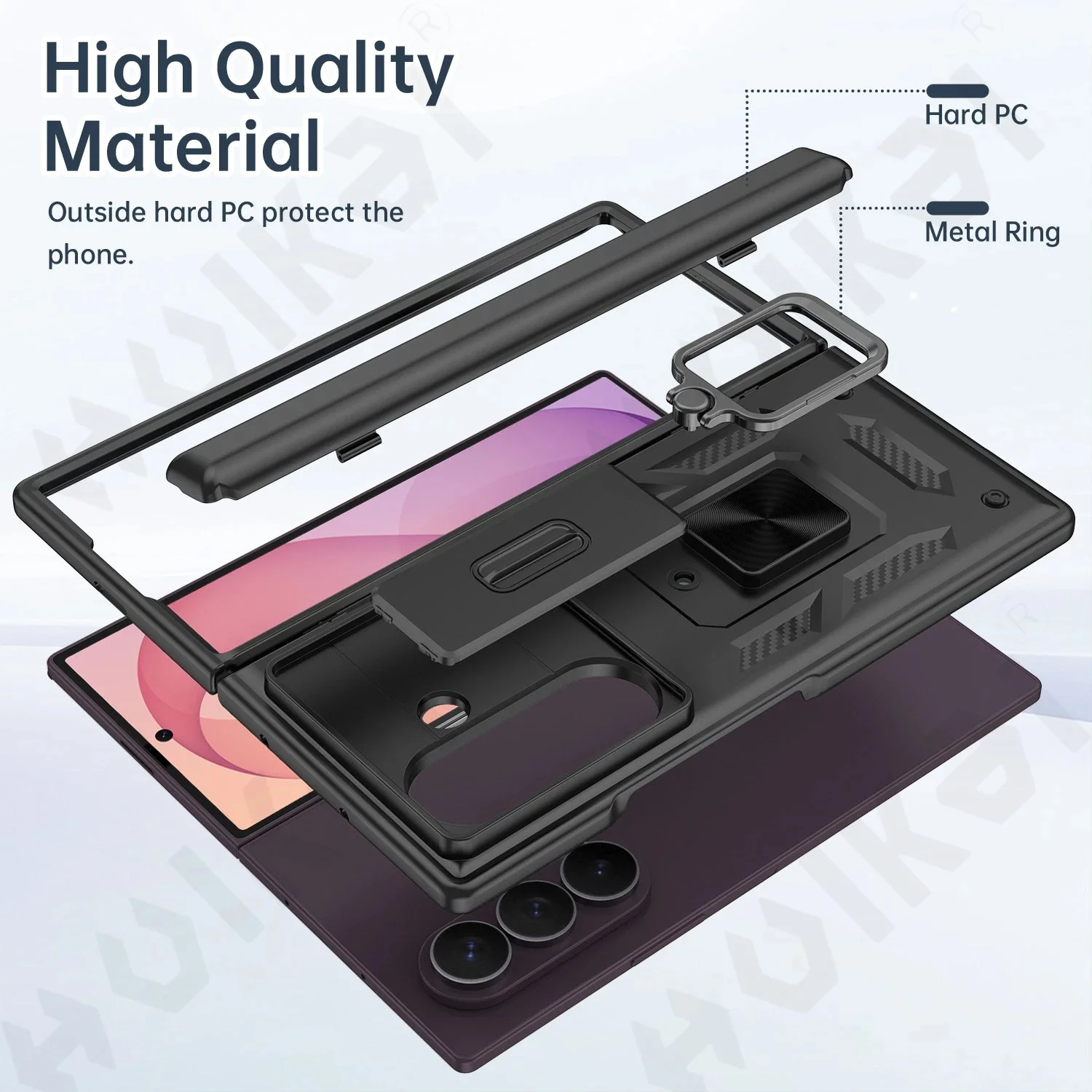 Ultimate Full Armor Sliding Camera Cover with 360° Support Ring & TPU Protection