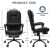 Executive Office Chair Massage High Back Leather Office Chair with Footrest Reclining Computer Desk Chair Lumbar Back Support 4