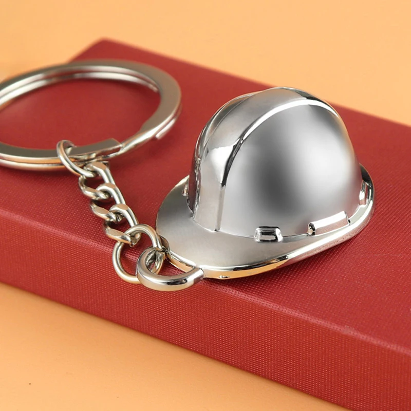 Creative Simulation Mini Metal Hard Hat Keychain 3d Helmet Key Ring