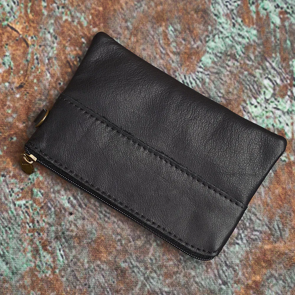 NASVA Genuine Leather Men's Wallet Retro Coin Bag Zipper Small Wallet Pocket For Men Women With Card Holder coin purse coin wallet change bag women wallet card wallet