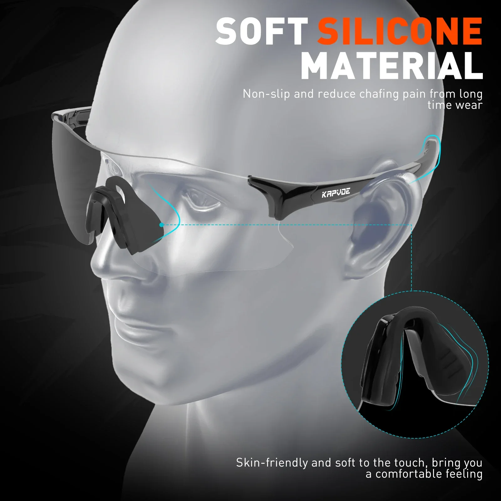 Kapvoe Photochromic Running Sunglasses Lightweight Sports Glasses for Men Marathon Cycling Mountain Bicycle Goggles Eyewear Red