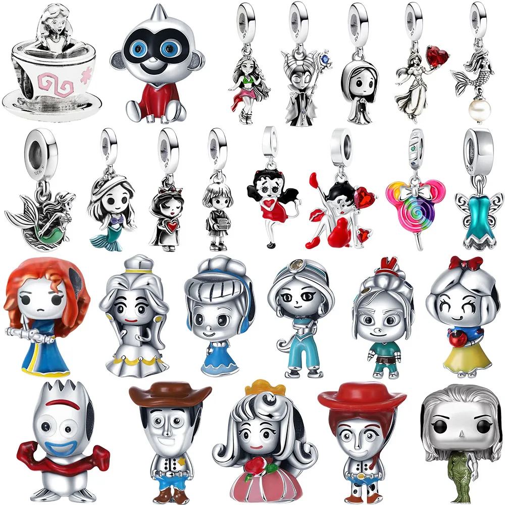 2026 New Princess Mermaid 925 Sterling Silver Cute Cartoon Character Beads Charms for Bracelets & Necklaces DIY Jewelry Gifts