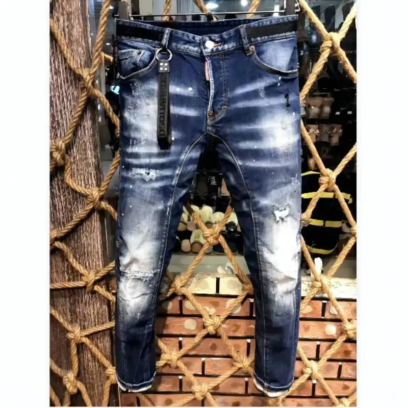 Dsquared2 microelasticity Jeans Straight Fit Street-Style Denim Pants A215# versace jeans couture Jeans