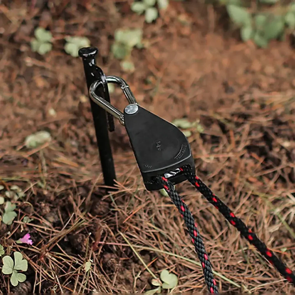 Camping Tent Adjustable Rope Fastener Fixed Buckle Pulley Tensioner Ratchet Hangers Lights Lifting Camping Awning Wind Rope 4