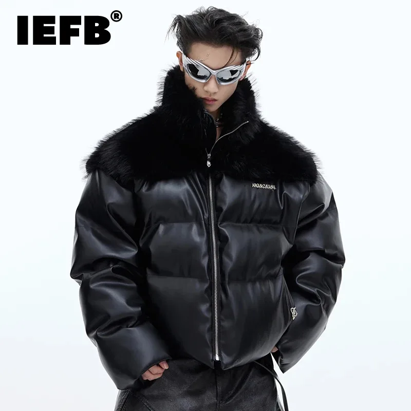 

IEFB Winter Deconstructed Men Padded Jacket Plush Spliced Cotton Coat Stand Collar Male Zipper Stitch Jackets High Street 9C3776