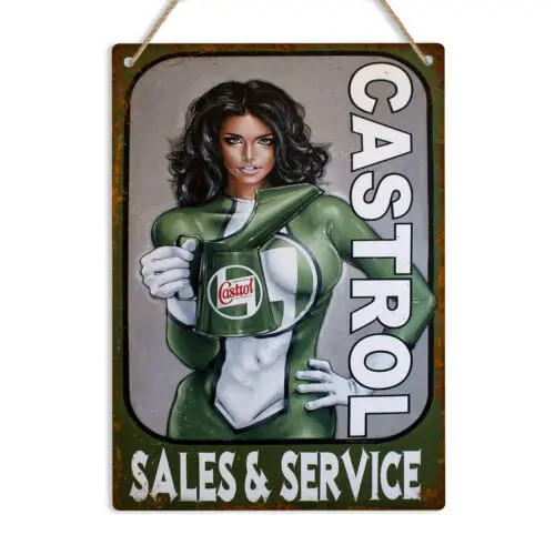 

Castrol продажа и обслуживание металлический знак Ретро Оловянная табличка мужская пещера сарай гараж автомобиль