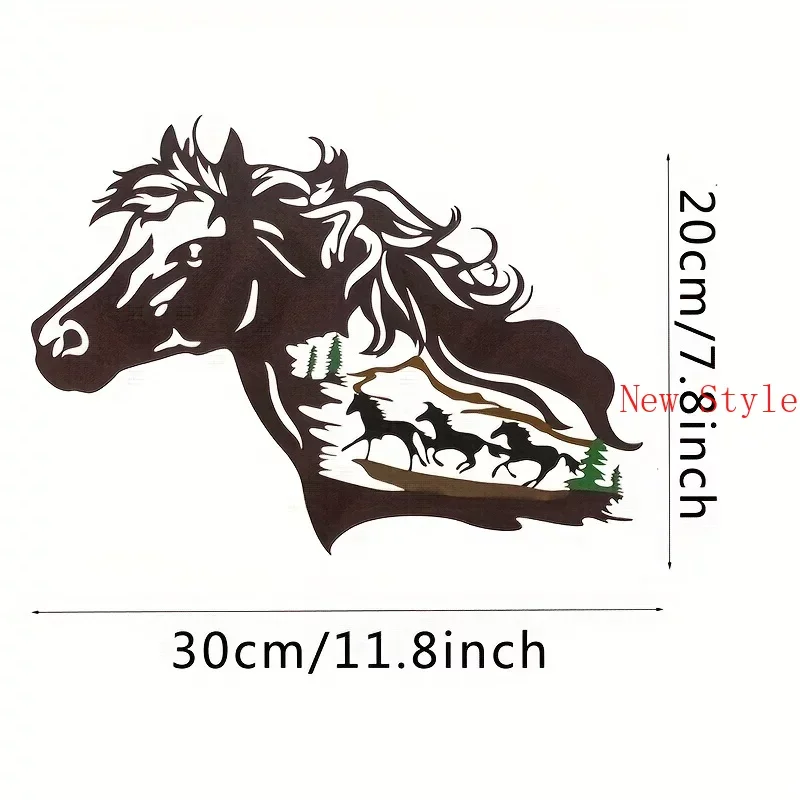 

Metal Iron Western Horse Shadow Home Brown Wall Mounted Decor Running Horse Livingroom Bedroom Bathroom Background Decoration Ho