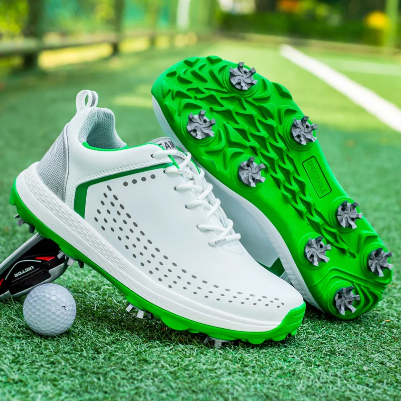 High Quality Mens Golf Sneakers Professional Athletic Spikes Shoes Men Golf Shoes Waterproof Non-Slip Golfing Training Sneakers