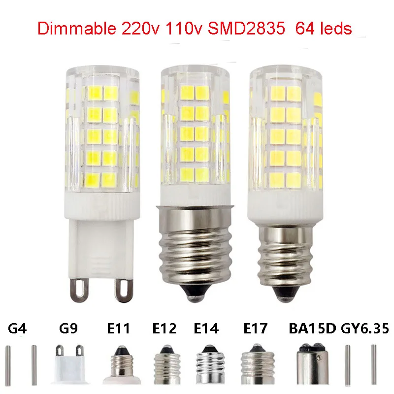 

10pcs Halogen Replacement Small LED Corn Light 7W Dimmable LED Bulb G4 G8 GY6.35 G9 E14 E17 E11 E12 BA15D 2700 3000k 6000k 6500K