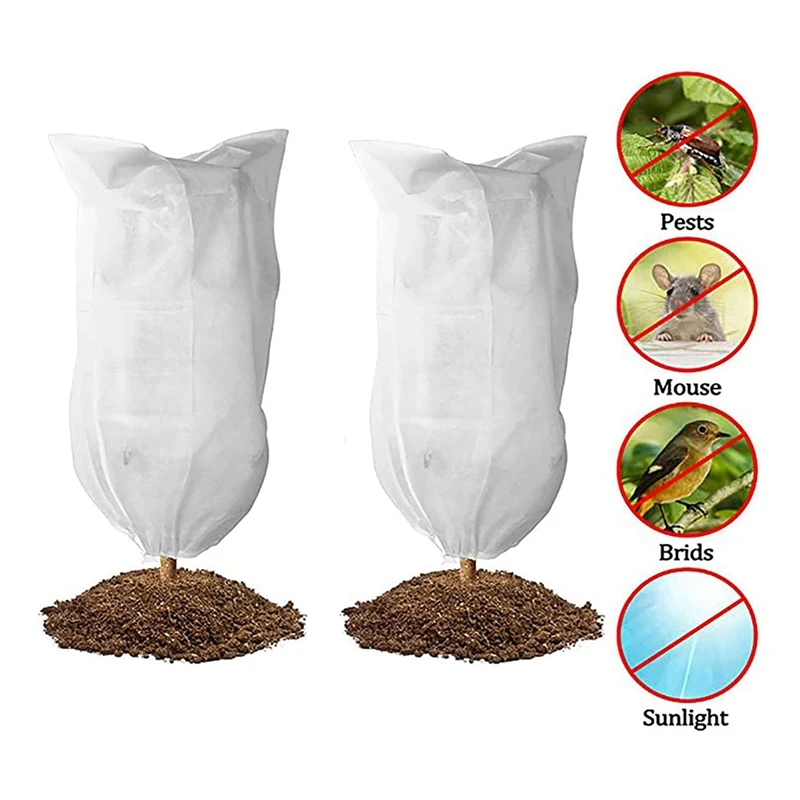 3 Pcs Plant Cover Frost Protection Frost Protection Plant Cover Reusable Blanket With Drawstring, For Cold Winter Weather