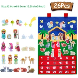 Children's DIY Felt Christmas Tree and Festive Ornaments Set - Holiday Decorations and New Year Gifts - As picture (Wall calendar)