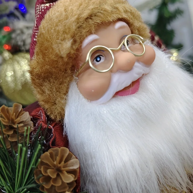 12-Zoll-Weihnachtsmann-Figur – detaillierte Weihnachtsdekoration aus Kunststoff und Stoff mit rotem Anzug-Barthut als Innendisplay oder als Geschenk – Detail 11