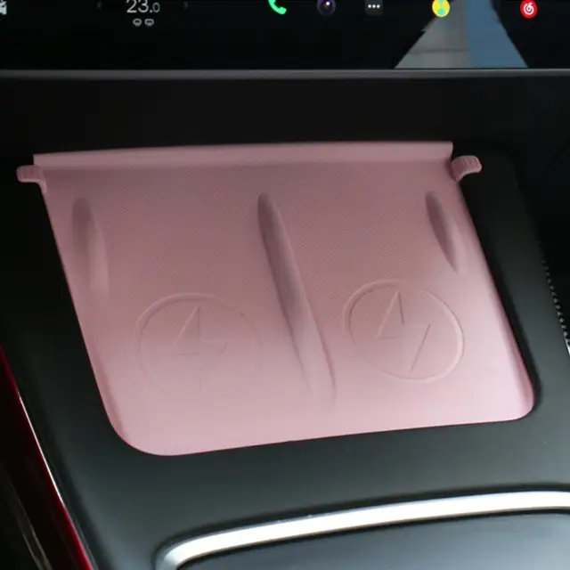 Für Tesla Modell Y 3 Silikon Drahtlose Aufladen Pad Rosa Weiß Anti