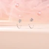 AOEDEJ 20G 2PCS 999 Sliver Open Earrings Jewelry Girl Cute Cat Heart Hoop Earring Crystal Opening Huggies Piercings Circle Ring 5