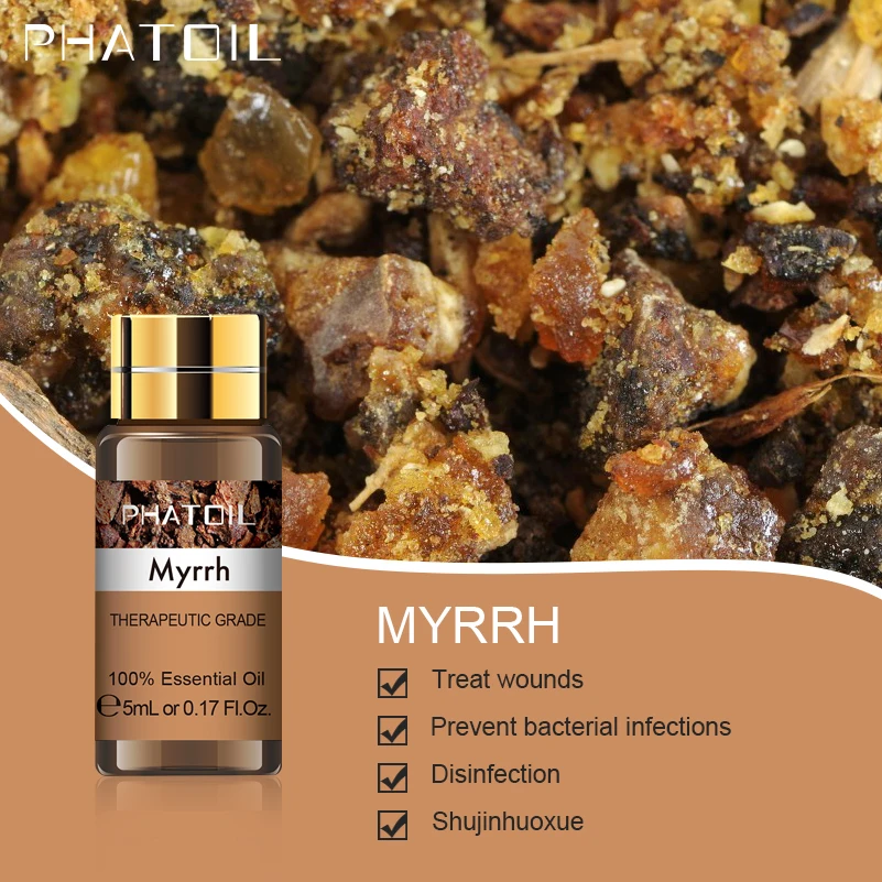 PHATOIL 5ml Myrrh Essential Oil for Aroma Candles Making Spa Massage Humidifier Bath Tangerine Thyme Vetiver Vanilla Rose Lemon