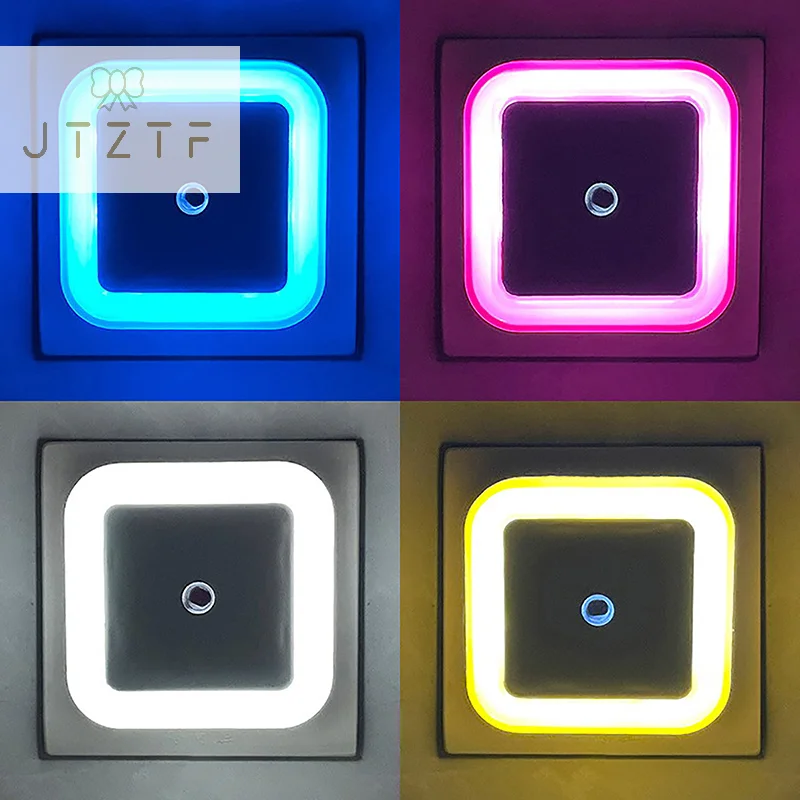 

EU Plug LED Night Light Mini Square Light Sensor Control Nightlight Lamp For Children Kids Living Room Bedroom Lighting