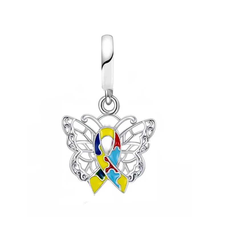 FC Jewelry 925 Silver Autism Awareness Color Puzzle Piece Heart Bead Fit Original Pan Charms Bracelet For Women Berloque 2022 3