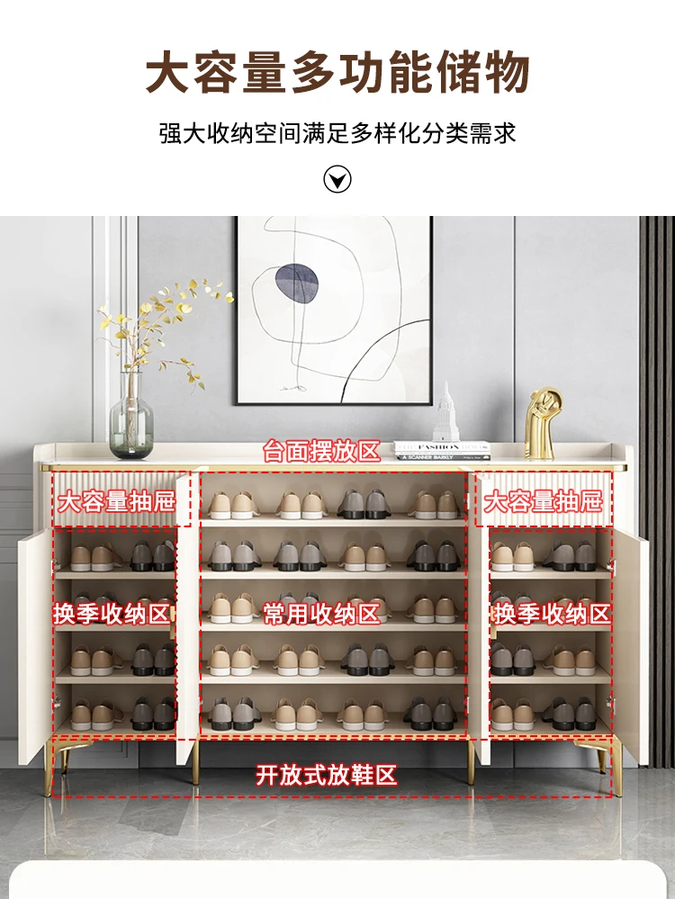 Description Picture 4 of itemNordic Luxury Double Row Shoe Rack Dust Proof Storage Organizer Shoe Cabinet Ultra Thin Scarpiera Salvaspazio Hallway Furniture