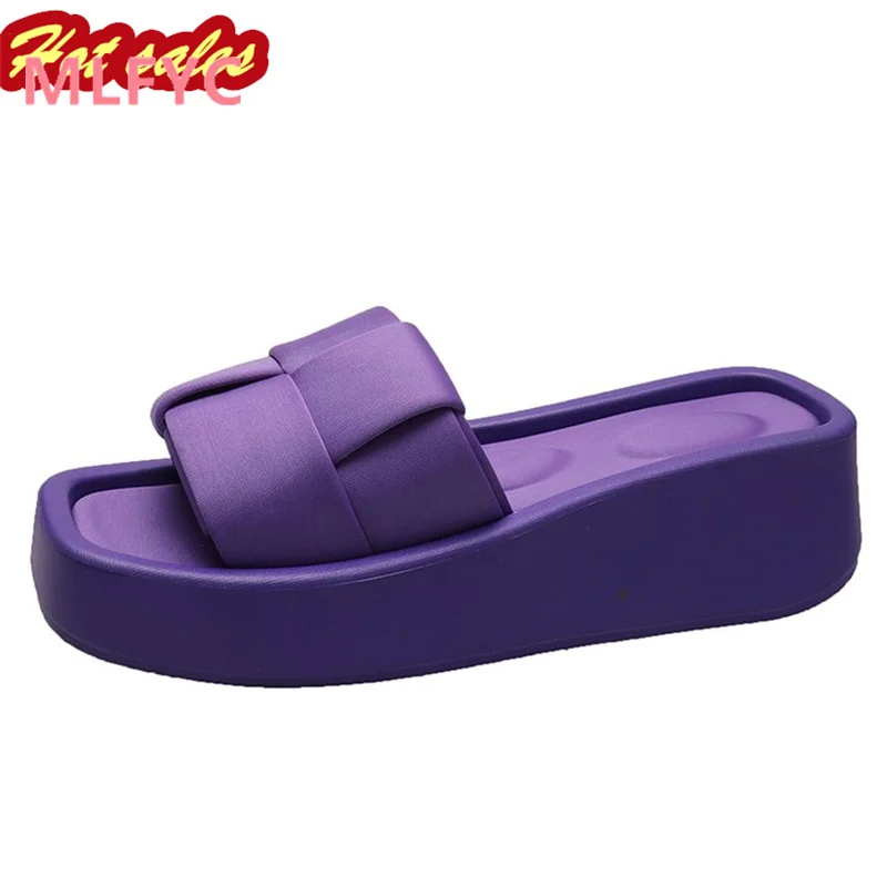 Slippers for women, fashionable for outdoor wear, new summer style thick bottomed one line slipper, color sandal for women