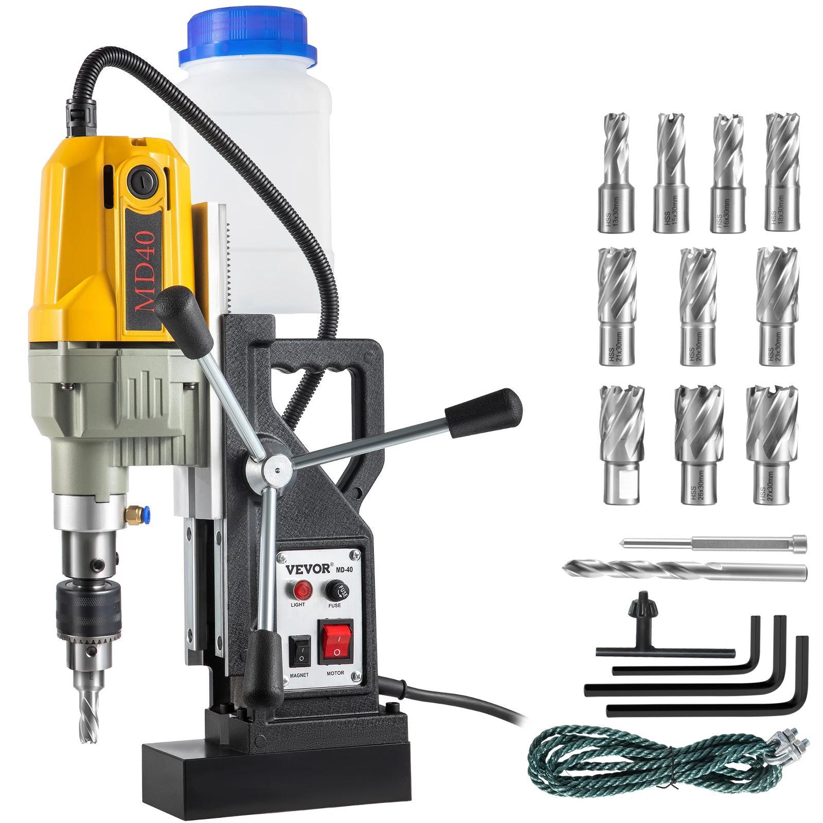 SucceBuy 1100W Magnetic Drill Press 7/12 Bits 40mm Electric Mag Bench Tapping Drilling Rig Machine 1