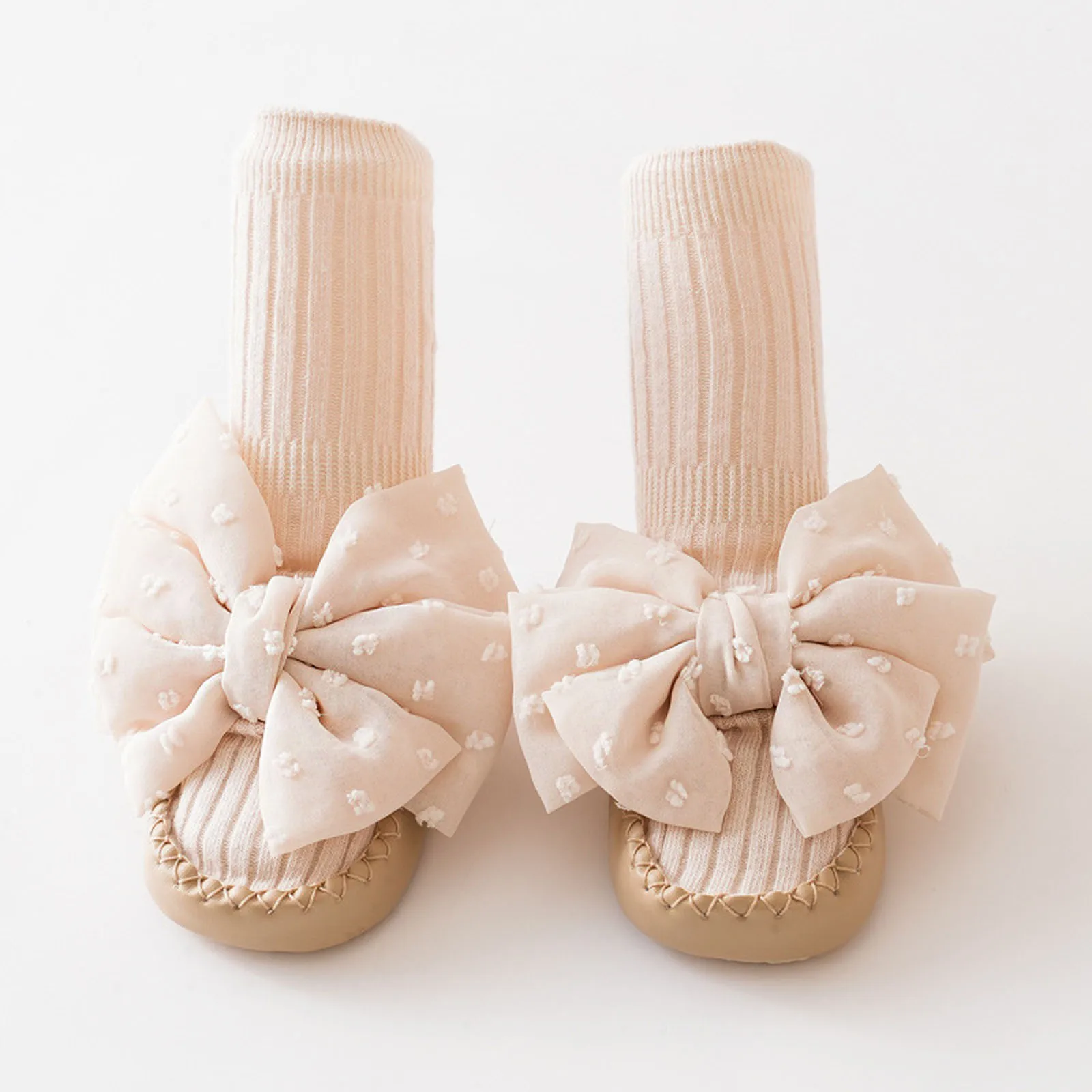 EWODOS Newborn Baby Girl Sock Shoes Cute Bowknot Soft Sole Non-slip Floor Slippers Walking Shoes Toddler Infant Baby Crib