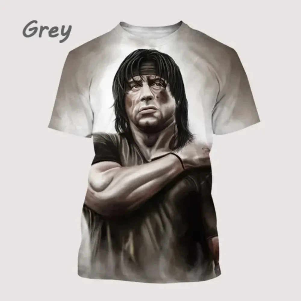 모토 남성 의류 액션 영화 RAMBO 3D 프린트 티셔츠 성격 힙합 유니섹스 오버 사이즈 T 셔츠 하라주쿠 streetwear 탑스