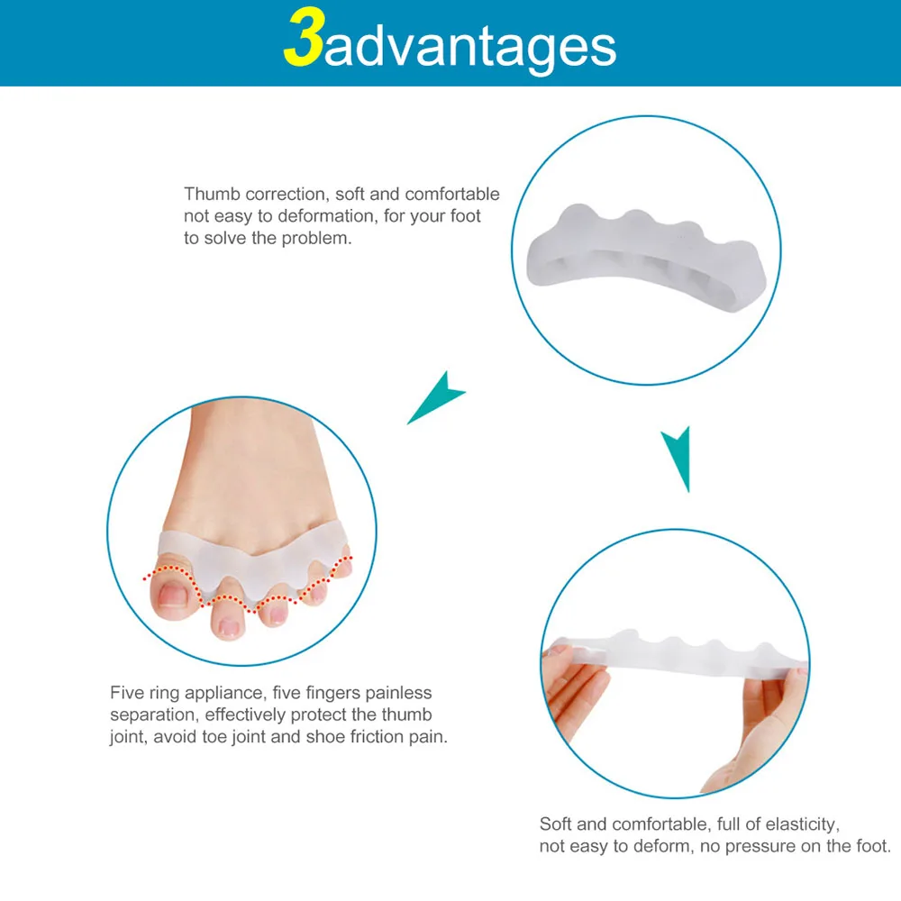 Toe Separators Toe Spreader Toe Corrector Finger Toe Separator 2PC Silicone Toe Separator Stretcher