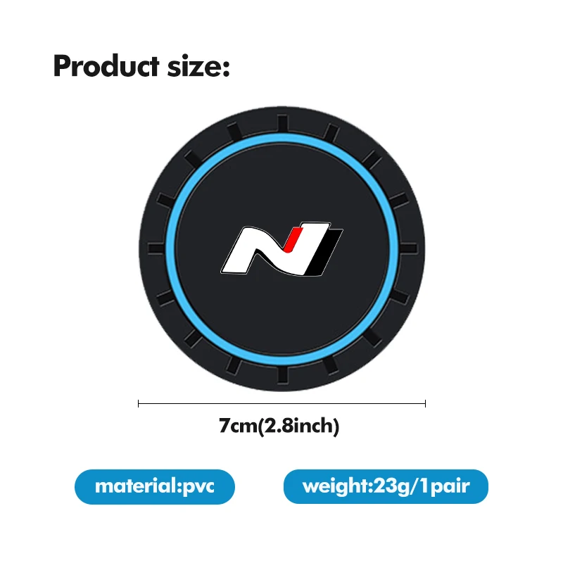 2Pcs Car Silicone Coaster Anti-Slip Water Cup Drink Mat For Hyundai Sonata i30 i20 Tucson Elantra Kona N Line cup holder coasters,car coaster pads