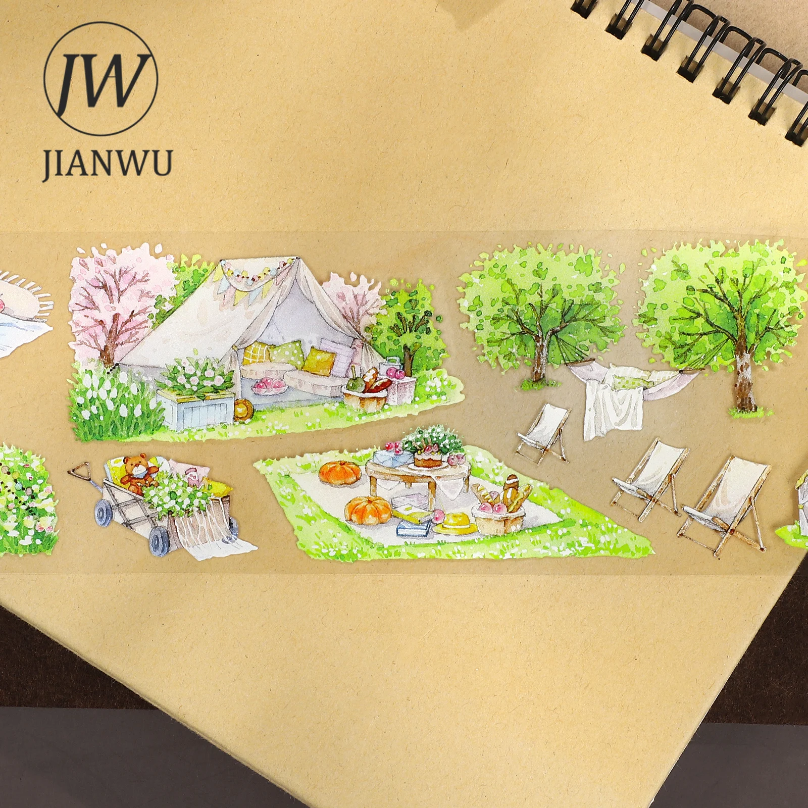 JIANWU 70mm * 5m 빈티지 봄 캠프 식물 꽃 풍경 재료 콜라주 스크랩북 SPET 테이프 크리 에이 티브 DIY 저널 테이셔너리