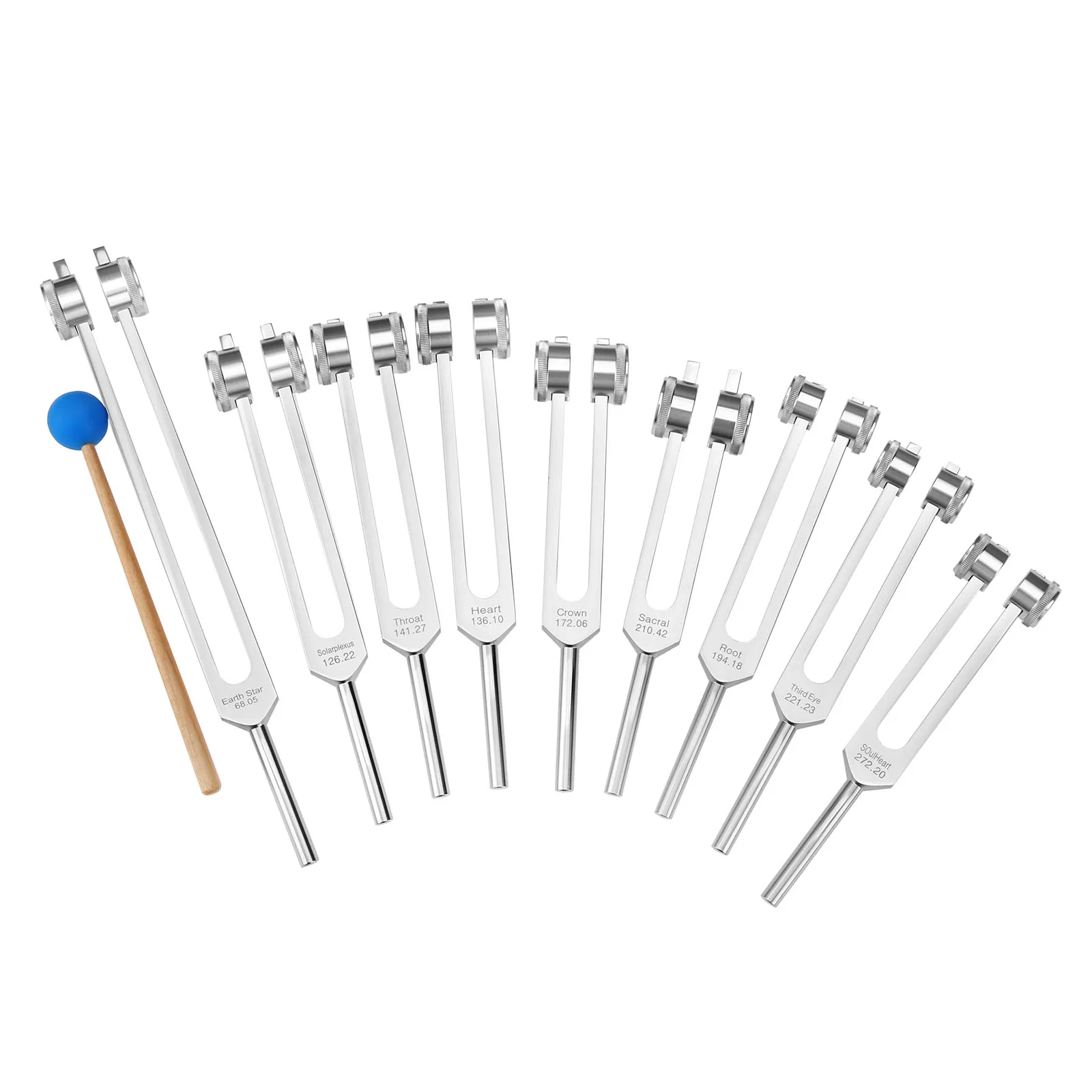 Garfos de Ajuste Conjunto com Silicone Bolsa para a Terapia de Som Prata Chakra Alma Coração Martelo Vibração Instrumento Musical Balanceamento 9 Pçs & - Image 6