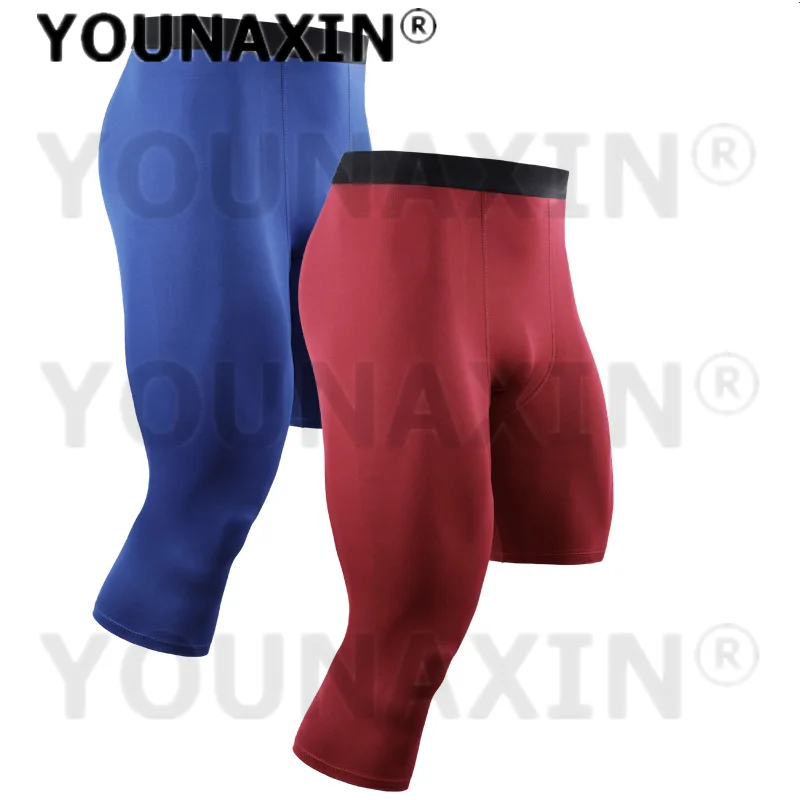 Men Basketball Tight One Leg Cropped Pants Leggings Quick-drying Exercise Running Fitness Gym Training Pants M L XL 2XL 3XL 4XL