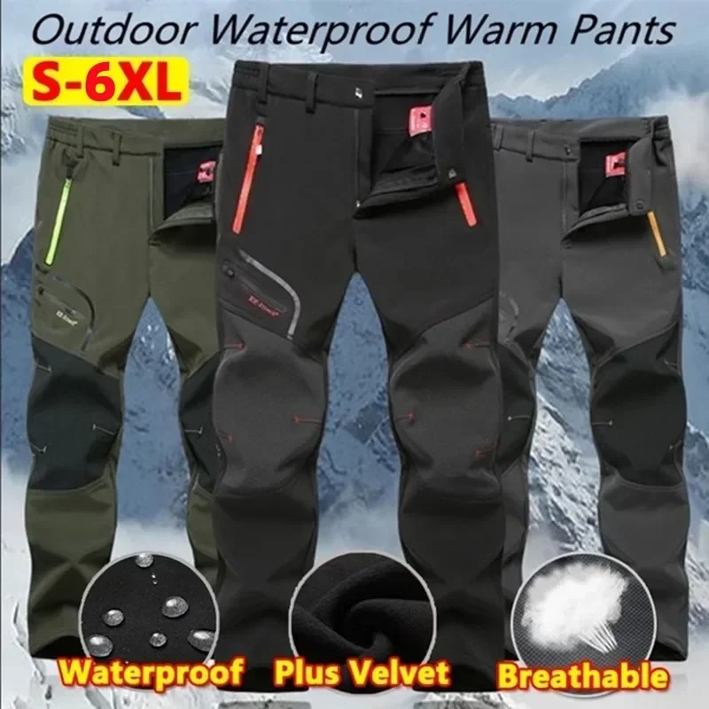 Sports Pants Casual Sports Pants Men Winter Hiking Trekking Fishing Camping Climbing Trousers Oversize 6XL Waterproof Outdoor Women Cycling Fleece Pants