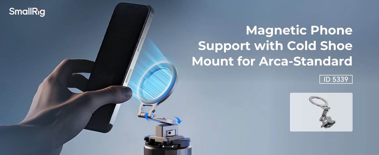 SmallRig Arca-Standard-Telefonhalterung mit Kaltschuhhalterung, faltbarer Telefonhalter, Belastung 500 g, für Telefone mit Magsafe 5339 – Detail 1