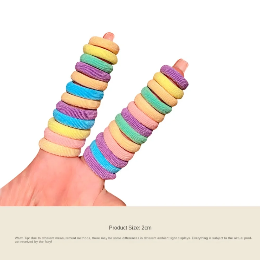 100pcs Brown Black Children's Headband Set Korean Cute MIni Candy Color Hair Rope Ponytail Holder Finger Hair Tie Hair Ring
