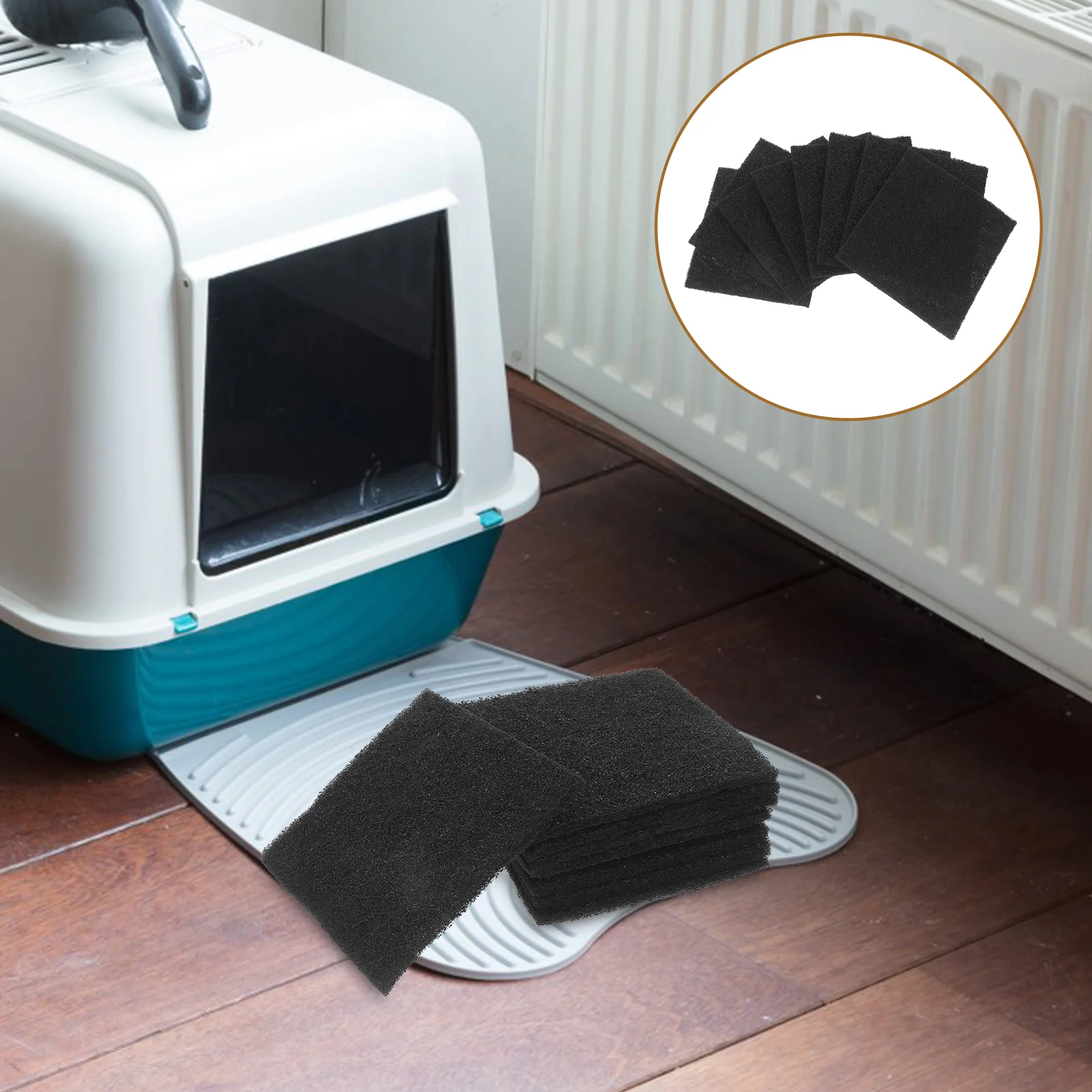 Filtres à Charbon Actif - Lot De 10 Pour Litière Chat, Poubelle Compost, Cuisine - 11x11x1 Cm - 6