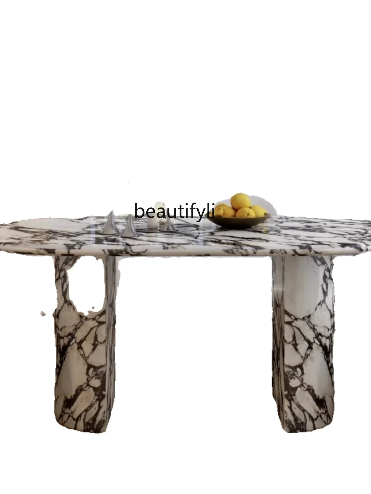 

Light Luxury French Style Marble Dining-Table Thick Retro Small Apartment Simple Modern Designer Oval Dining Table and Chair