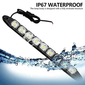 Luci Diurne a LED per Auto 6/8/9/10/12/14/16/18 LED Bianche Impermeabili, Lampadine per Fari e Nebbia, Illuminazione per Auto e Camion