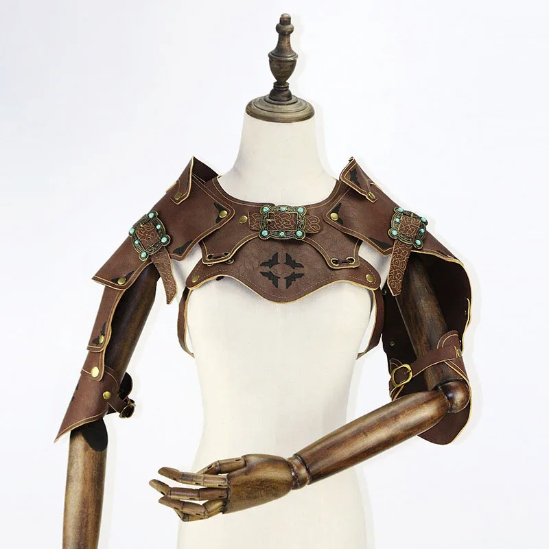 

Shoulder Armor Gladiator Samurai Knight Pauldrons Gothic Steampunk PU Leather Vest Armor Shawl Halloween Cosplay Costume