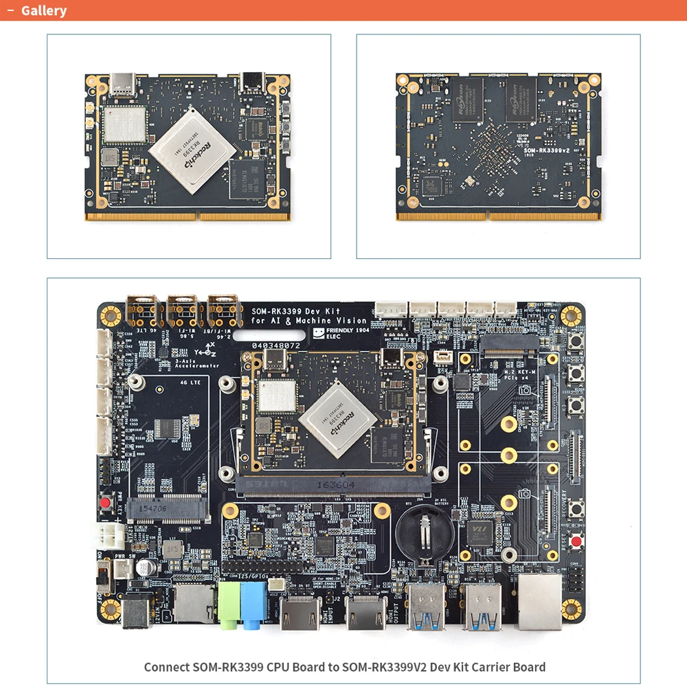 SOM-RK3399V2 Dev Kit Rockchip RK3399 Computer Module w/5G & 2.4G WiFi 4GB LPDDR4